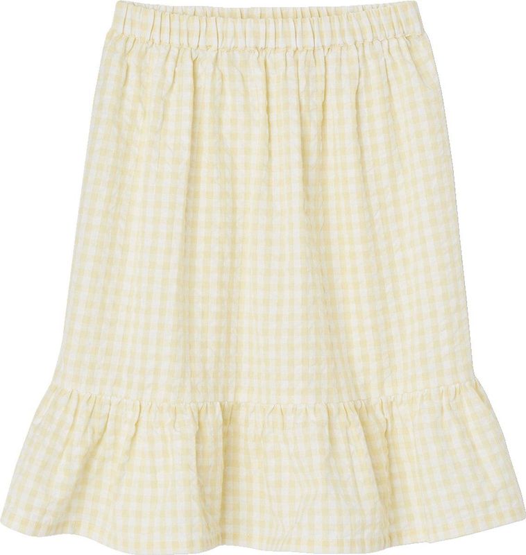 Meisjesrok - Ruitjes - Lichtgeel - 100% Katoen - Elastische Tailleband
