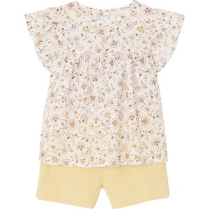 Set Blouse en Short - Pastelgeel - Meisjesset - Katoengaas