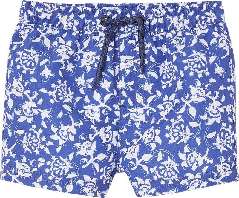 Zwemshort - Babyjongens - Blauw - Bedrukt met Bloemen - 100% Polyester