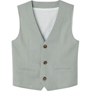 Mouwloos Jasje - Saliegroen - Katoen/Linnen - Voor Jongens