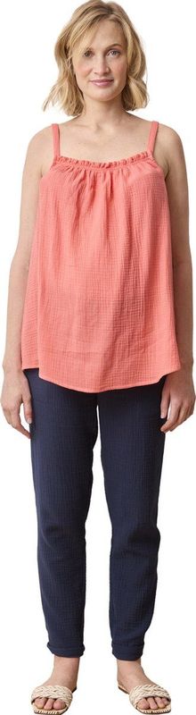 Zwangerschapsblouse - Lichtblauw - Katoenen Gaas - Dunne Schouderbandjes