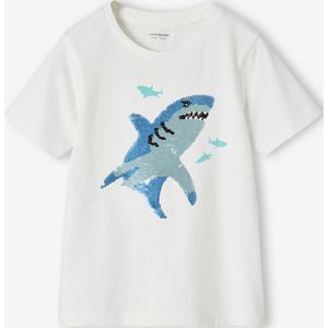 Jongensshirt met motief in omkeerbare pailletten Basics blauwgroen