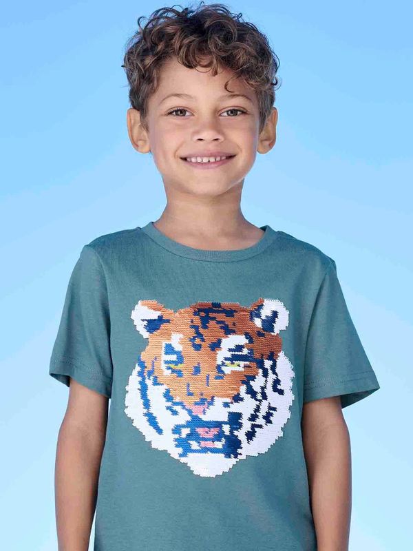 Basics - Jongensshirt - Wit - Omkeerbare Pailletten