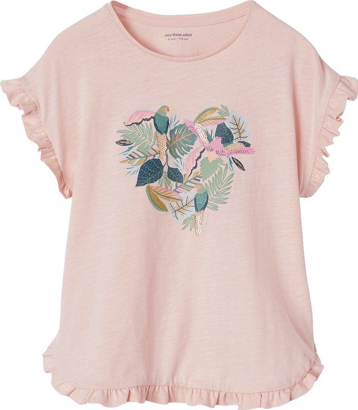 Vertbaudet - T-shirt - Meisjes - Met Ruches en Lovertjes