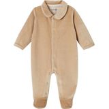 Set van 2 - Geribd Fluwelen Babyslaappakjes - Beige - Met Opening voor Gemakkelijk Aankleden