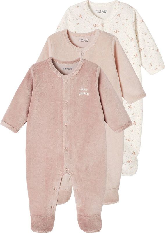 Set van 3 Fluwelen Babyslaappakjes - Multifunctioneel - 75% Katoen, 25% Polyester