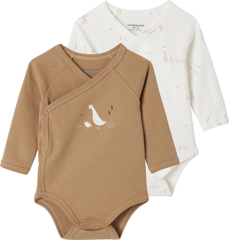 Vertbaudet - Set van 2 Rompertjes - Lange Mouwen - Biologische Katoen