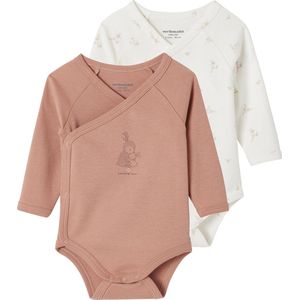Set van 2 - Rompertjes - Roze - Biologische Katoen - Lange Mouwen, Drukknoopsluiting