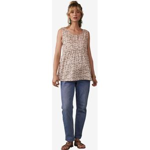Envie de Fraise - Zwangerschapstop - Zandbeige - 100% Katoen - Iriserend Bloemenpatroon