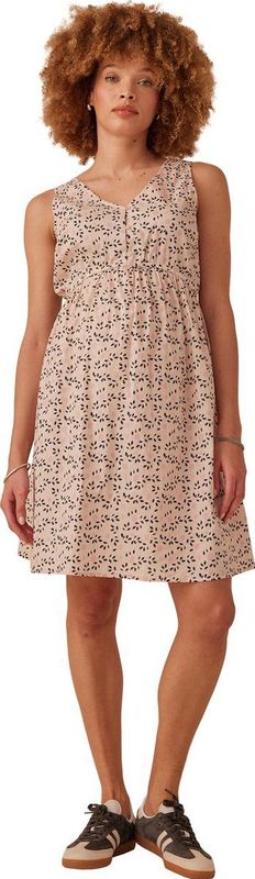 Lange zwangerschapsjurk met iriserende bloemen ENVIE DE FRAISE zandbeige