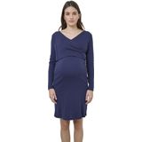 Nachthemd - Marineblauw - Katoen - Met Omslag Voor Borstvoeding