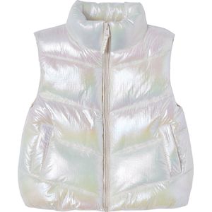 Mouwloos donsjack met parelglanseffect voor meisjes ecru