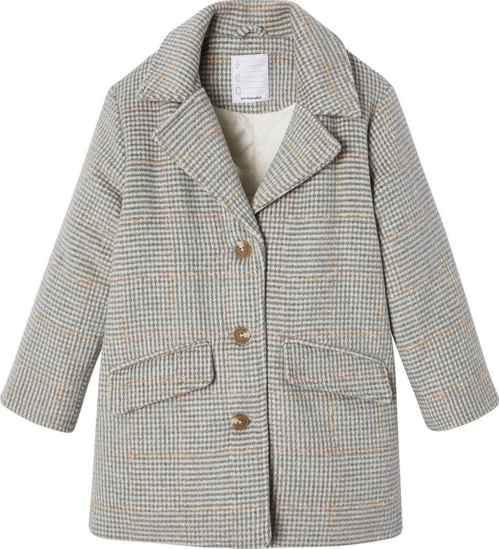 Vertbaudet - Meisjesjas - Ruitjes - Wol - 65% Polyester, 29% Wol, 100% Polyester Voering