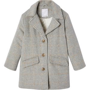 Meisjesjas - Ruitjes - Wol - Kraag met Revers - 2 Klepzakken