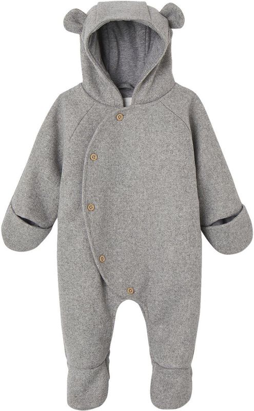 Vertbaudet - Overall - Grijs - 100% Wol, Gevoerde Capuchon, Knoopsluiting