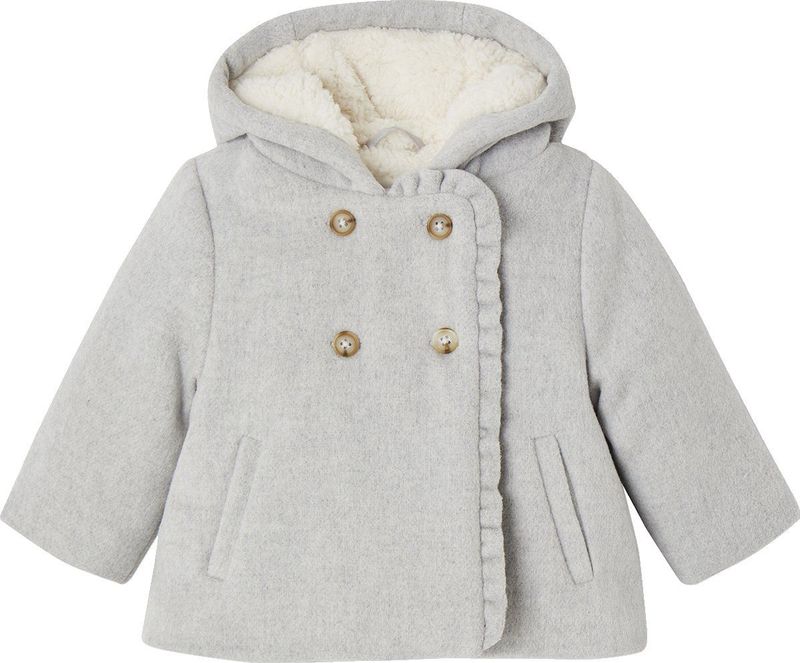 Jas - Gevoerde Capuchon - Grijs - Wolmix - Baby Meisje