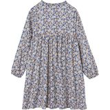 Jurk - Met All-Over Motief - Vanille - Knoopsluiting Voor - Lange Mouwen