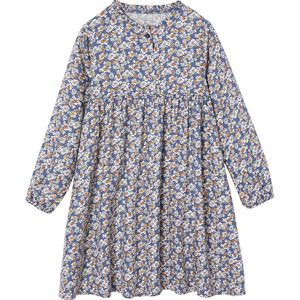 Jurk - Met All-Over Motief - Vanille - Knoopsluiting Voor - Lange Mouwen