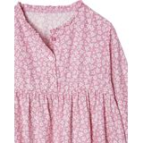 Jurk - Marineblauw - Jersey - All-Over Motief - Knoopsluiting Voorkant