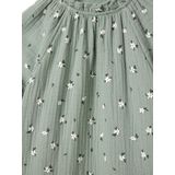 A-lijn Jurk - Bloemenprint - Katoen - Lange Mouwen - Ruches