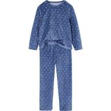 Set van 2 fluwelen pyjama's "sur mon nuage" voor meisjes blauwgroen