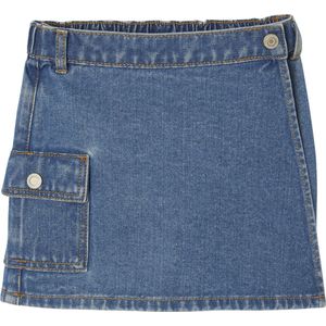 Denim broekrokje met cargozak voor meisjes middenblauw