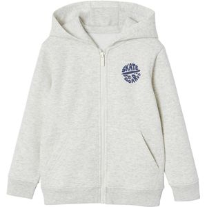 Basics - Jongenssweater - Gemêleerd Wit - Gevoerde Capuchon - 57% Katoen, 43% Gerecycled Polyester