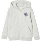 Basics - Jongenssweater - Gemêleerd Wit - Gevoerde Capuchon - 57% Katoen, 43% Gerecycled Polyester