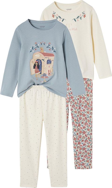 Pyjama's - Set van 2 - Blauw en Ecru - 100% Katoen