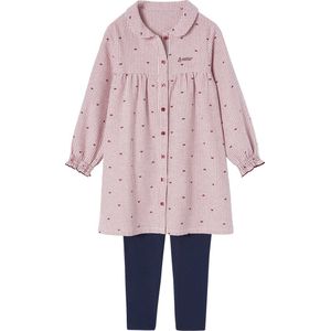 Vertbaudet Gestreept nachthemd van flanel + legging voor meisjes