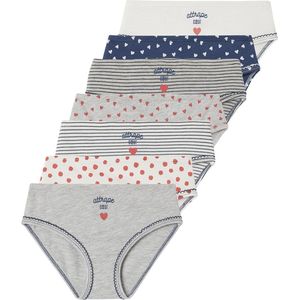 Set van 7 - Onderbroeken - Marineblauw - 100% Katoen - Hartjesmotief en Elastiek in Taille