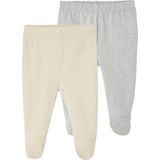 Vertbaudet Set met 2 broeken met voetjes baby' van ribstof