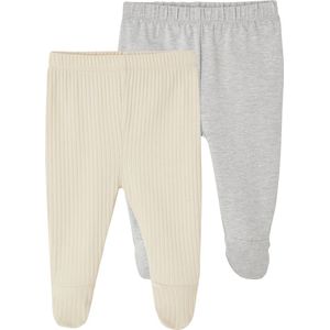 Vertbaudet Set met 2 broeken met voetjes baby' van ribstof
