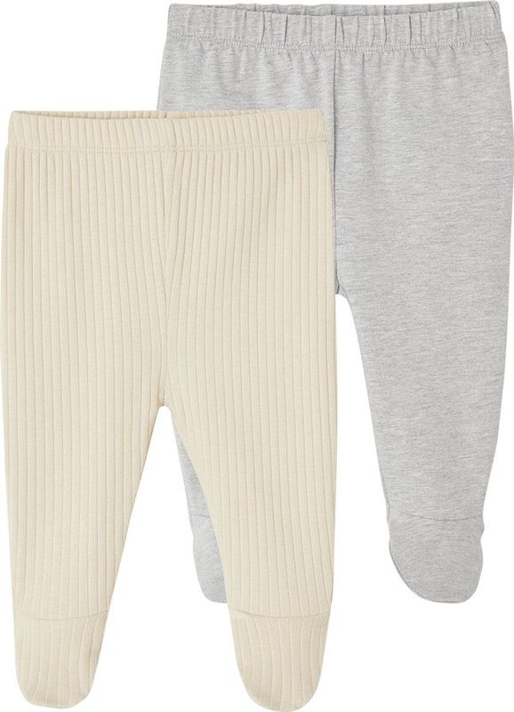 Vertbaudet Set met 2 broeken met voetjes baby' van ribstof