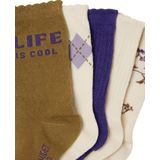 Set van 5 - Meisjessokken - Ecru - 73% Katoen, 24% Polyamide, 3% Elastaan