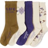 Set van 5 - Meisjessokken - Ecru - 73% Katoen, 24% Polyamide, 3% Elastaan