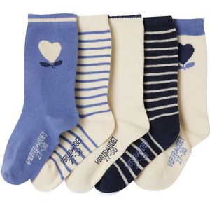 Sokken - Meisjes - Set van 5 - Gestreept, Hartjespatroon, Effen - Katoen, Polyamide, Elastaan