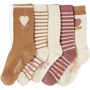 Huissokken - Meisjessokken - Set van 5 - Effen en Gestreept - Katoenmix