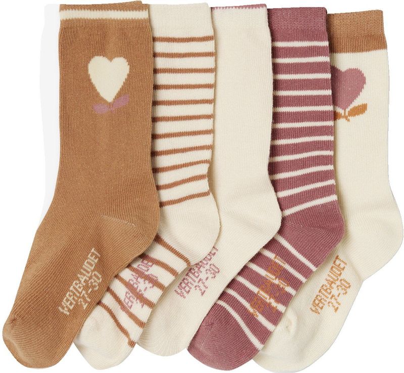 Huissokken - Meisjessokken - Set van 5 - Effen en Gestreept - Katoenmix