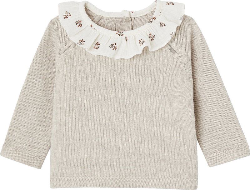 Vertbaudet Trui met gebloemd kraagje voor pasgeborenen
