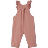 Vertbaudet - Fleece Tuinbroek - Roze - Biokatoen - Schouderbandjes met Ruches