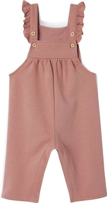 Vertbaudet - Fleece Tuinbroek - Roze - Biokatoen - Schouderbandjes met Ruches