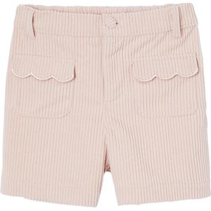 Fluwelen Meisjesshort - Roze - Korte Broeken - Met Klepzakken en Festons