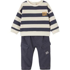 Vertbaudet Set gestreepte sweater + battlebroek babyjongen