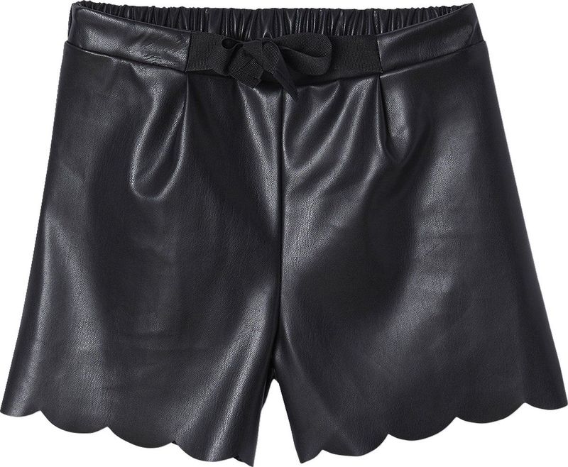 Vertbaudet - Kunstlederen Shorts - Zwart - Geschulpte Afwerking