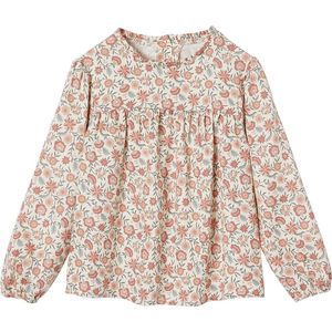Blouse - Meisjes - Roze - Bloemenprint - 51% Viscose, 49% Katoen