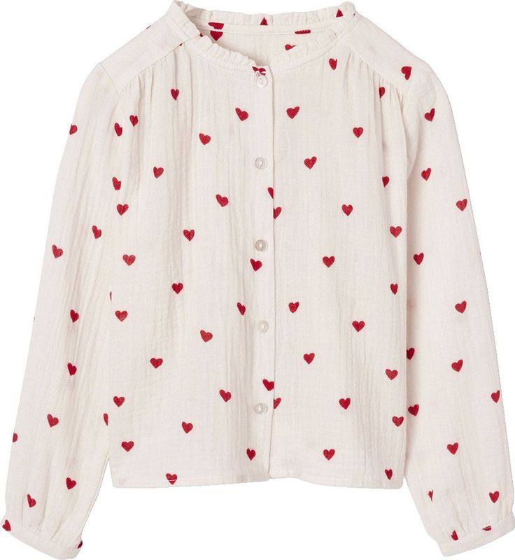 Meisjesblouse - Ecru - Katoenen Gaas - Gepersonaliseerd