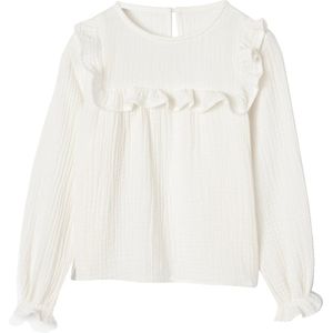 Blouse - Effen of Bloemmotief - Katoengaas - Lange Mouwen