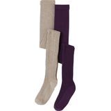 Vertbaudet Set van 2 Gebreide Maillots - Effen Panty's - Kabelsteek - Katoenmix