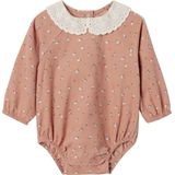 Vertbaudet - Fluwelen Babyromper - Bloemenprint - Kraag - Engels Borduurwerk